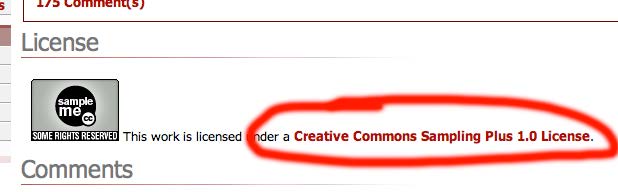 A license indication on freesound.org