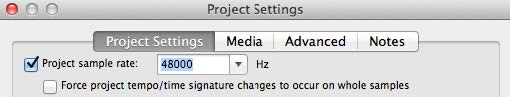 Sample rate in Reaper project settings