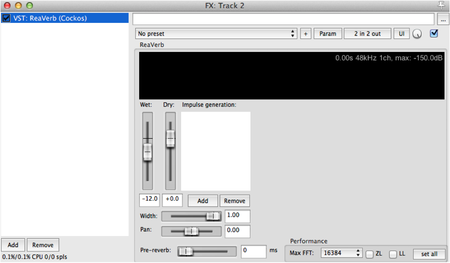 Reaper's ReaVerb FX plugin