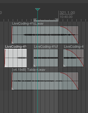 Splitting an audio region around an "area" in time